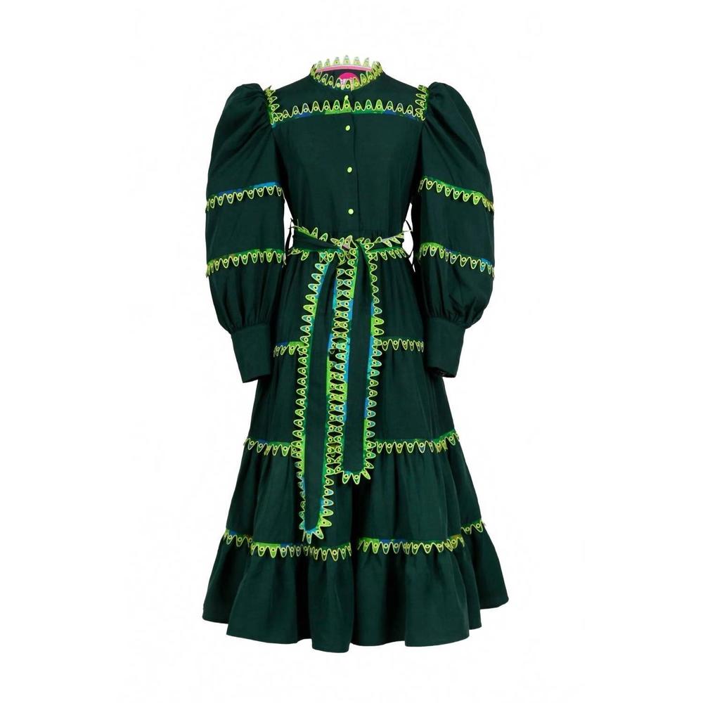 NEW CELIA B hasu tiered midi dress in green - Picture 6 of 7
